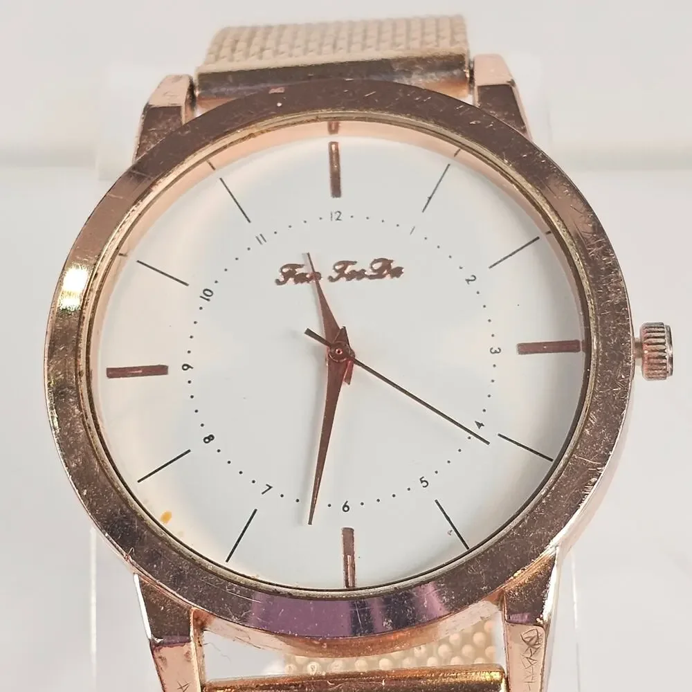 Fei Fei Da Quartz Watch Rose Gold Tone 39.9mm Case Mesh Band Tested New Battery